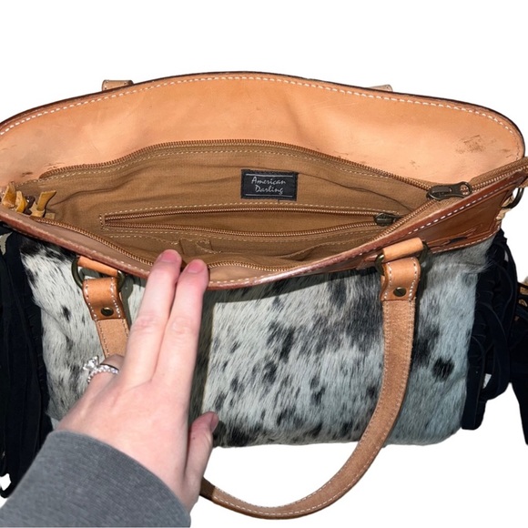 American Darling Black and White Cowhide Fringe Purse/Crossbody - Picture 6 of 6